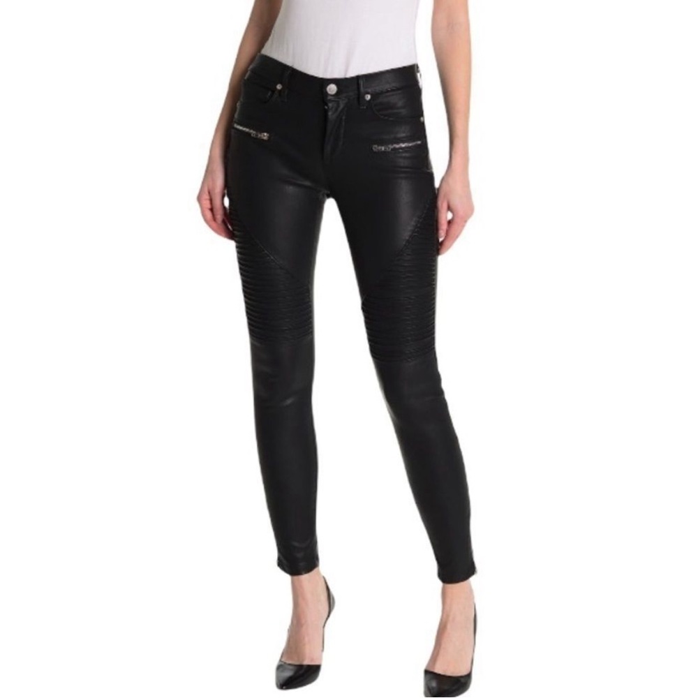 BLANKNYC Black Leather Moto Zip-Up Pants
